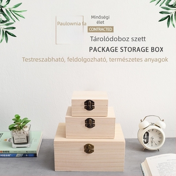 Fából készült, többfunkciós tároló készlet – otthoni asztali tárolófa, polírozott felülettel, Buttonwood faanyag, testreszabható elemek, logó nyomtatás elérhető