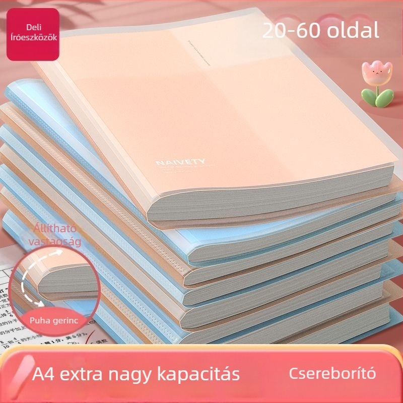 Deli PQ605 Átlátszó A4-es mappa, műanyag, 30/40/60 oldal, 25 mm vastagság