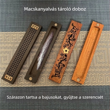 Ebonfa haj- és állatszőr tároló doboz – Új kínai stílus, ideális nappaliba, hálószobába vagy az asztalra