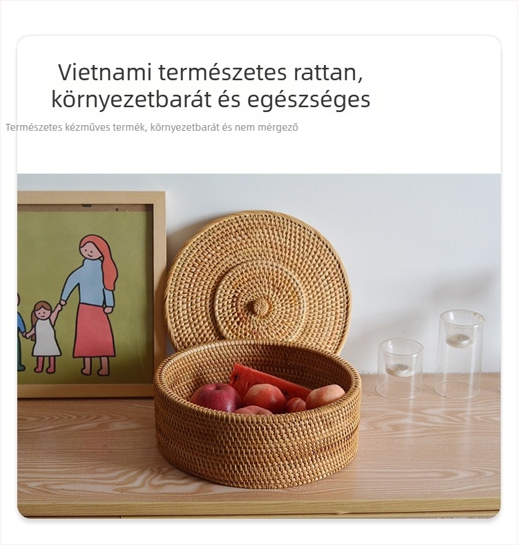 2 darabos készlet őszindás rattan tároló dobozok, tömörfa, csíkos mintázat, fedél nélküli, Pu'er tea dobozhoz