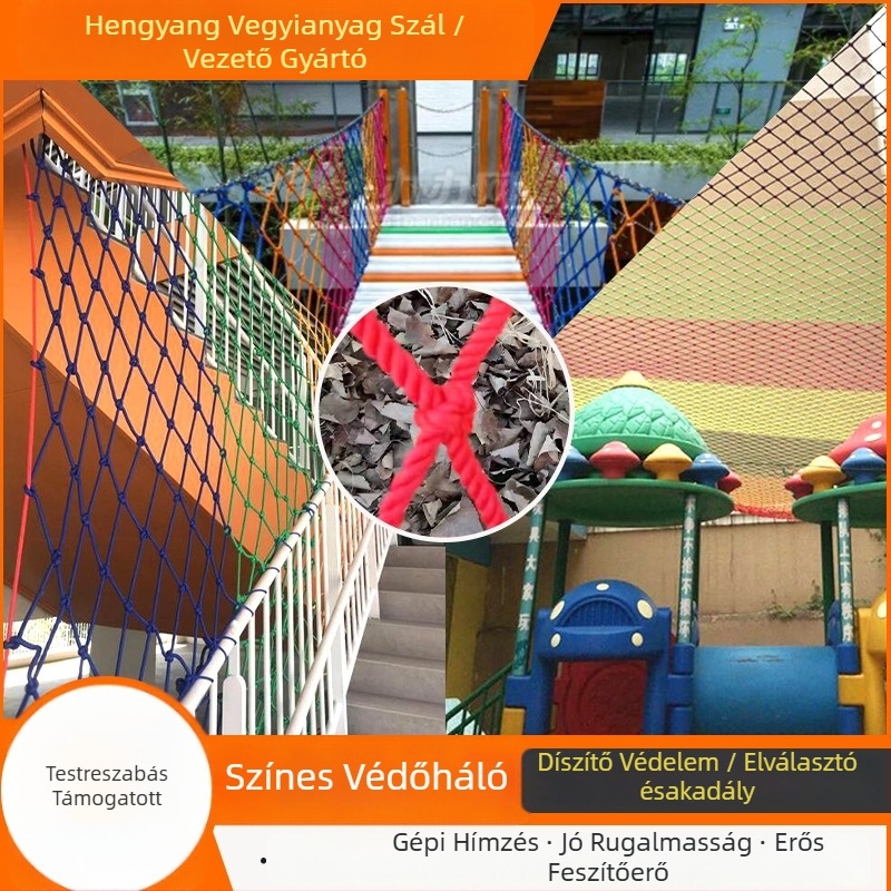 Erkélyi védőháló lépcsőházhoz, csomópontos és csomópont nélküli háló, magas szilárdságú poliészter, biztonság és kültéri dekoráció, igény szerinti testreszabás