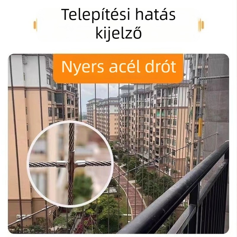 Rozsdamentes acélból készült láthatatlan védőháló ablakokhoz és erkélyekhez, acélsodronyból készült háló, lopás elleni, mászás elleni, ugrás elleni védelemmel