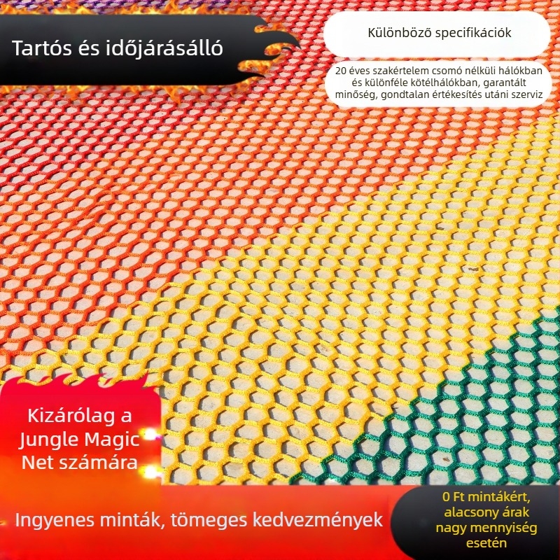 Nylon vastagított csomómentes hatszögletű háló kültéri, színes védőháló gyerekeknek, mászásra és edzésre