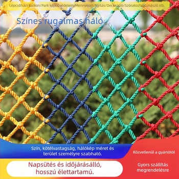 Színes nylon mászóháló játszóterekhez és szórakoztató létesítményekhez, védőháló esés elleni védelemmel, elválasztó és dekoratív funkcióval