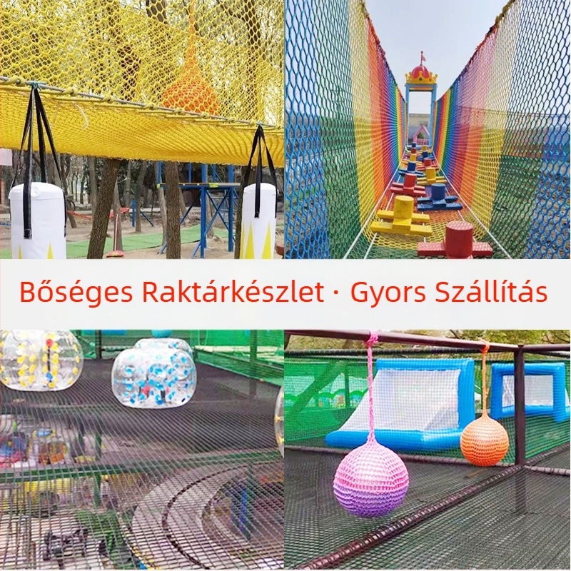 Szivárványos mászóháló bel- és kültéri gyermekjátszótérre – kalandháló kötélből