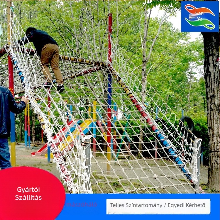 Gyermekek kültéri mászóháló anti-esés védelemmel, ideális játszóterekhez, nylon háló, modell 0212