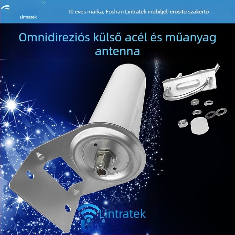Lin Chuang kültéri omniantenna a mobiltelefon jeléhez TX.QX.1, 690–2700 MHz, műanyag‑acél kivitel, 360° jelfogás