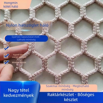 Nylon csomómentes háló fa trampolinához a fán, meghajtás nélküli szórakoztató háló, mászóháló, tájterület bővítő háló, modell 8, védőháló parkokhoz és dzsungel attrakciókhoz