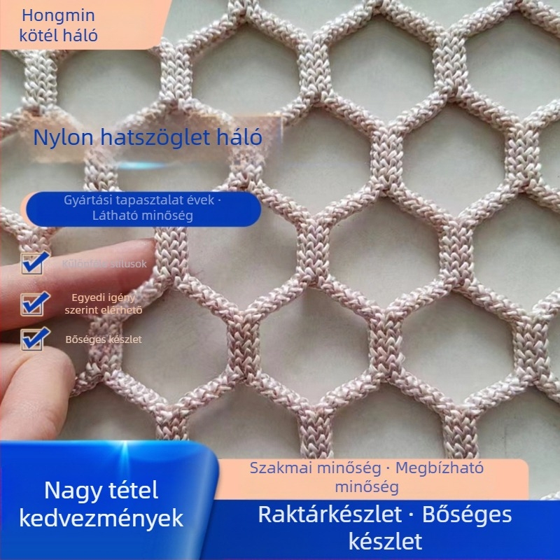 Nylon csomómentes háló fa trampolinához a fán, meghajtás nélküli szórakoztató háló, mászóháló, tájterület bővítő háló, modell 8, védőháló parkokhoz és dzsungel attrakciókhoz