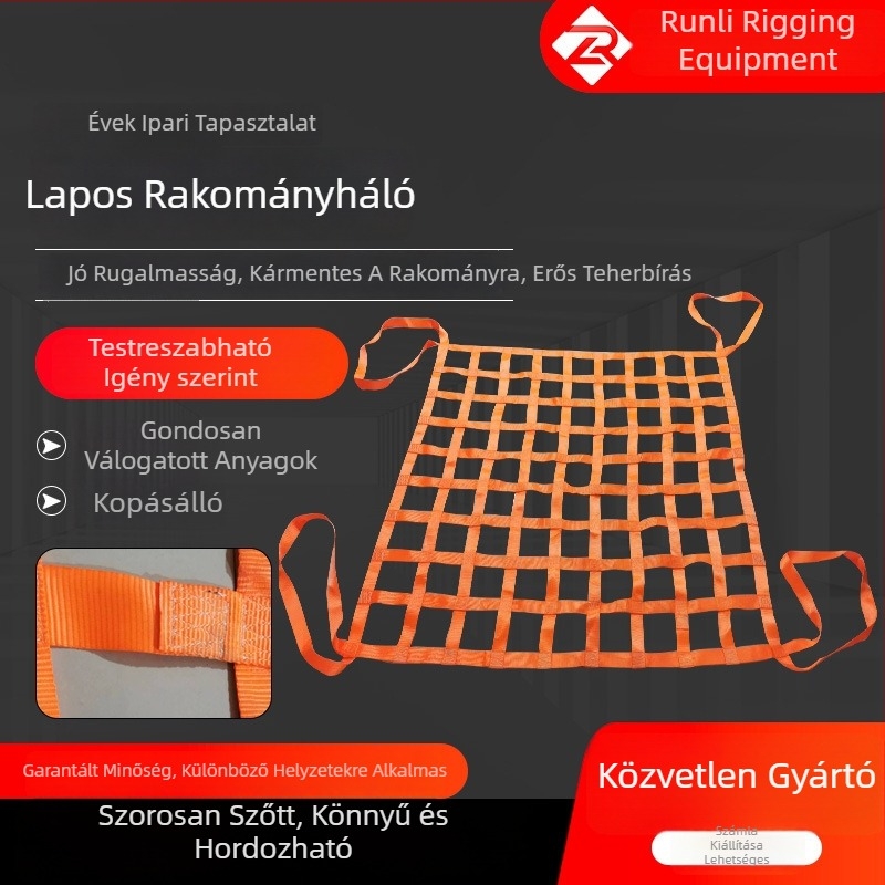 Sík poliészteremelő háló – szőtt védőháló ipari emeléshez, kikötőkben