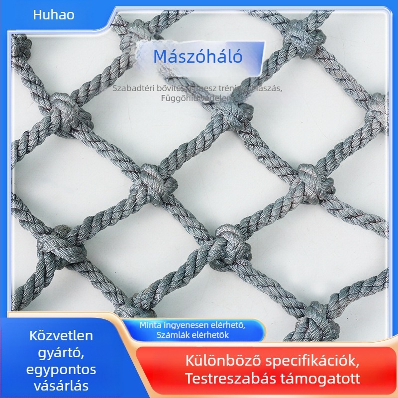 Óvodai mászóháló kézzel kötött dizájn, Hu Hao márka, biztonsági kerítés kültéri edzésekhez, testreszabás elérhető