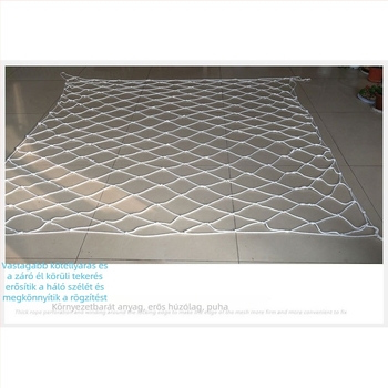Építési biztonsági háló – Guanhong GHA-002, polipropilén erős szál, 3 mm zsinór, 10×10 cm háló, gyermekbiztonsági védelem balkonnál, teraszon, folyosón és bevásárlóközpontban