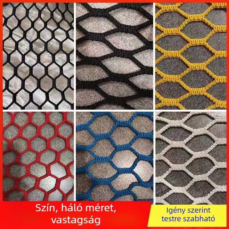 Játszótéri biztonsági hálókerítés: poliészter/nylon, védőkerítés funkció, alkalmas játszóterekre, lépcsőkre és erkélyekre