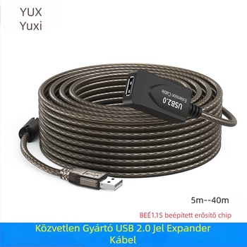 USB 2.0 bővítőkábel U201, USB interfész, oxigénmentes réz, injektáló öntés, hosszok 5,1 m, 15,2 m és 30 m