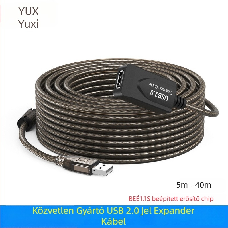 USB 2.0 bővítőkábel U201, USB interfész, oxigénmentes réz, injektáló öntés, hosszok 5,1 m, 15,2 m és 30 m