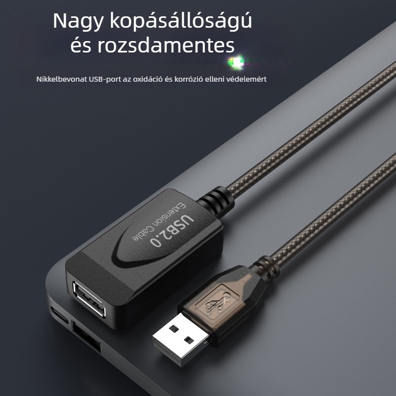 USB 2.0 bővítőkábel U201, USB interfész, oxigénmentes réz, injektáló öntés, hosszok 5,1 m, 15,2 m és 30 m