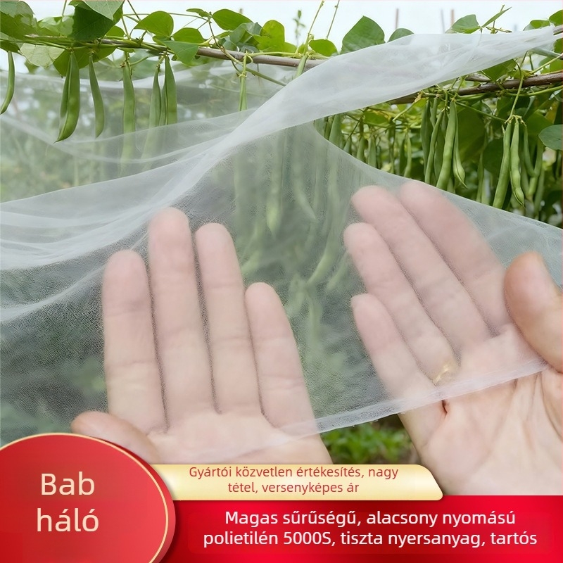 Polietilén növénykapaszkodó háló, nyílások 10–100 mesh, huzal átmérője 10–22 mm, élettartam 3–6 év