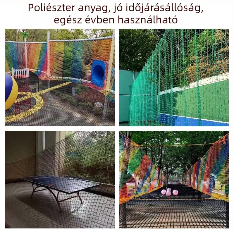 Színes csomómentes háló hatszögletű szemekkel sportpályák kerítéséhez, puha védőháló pályákra, síközpontok védőkerítéséhez