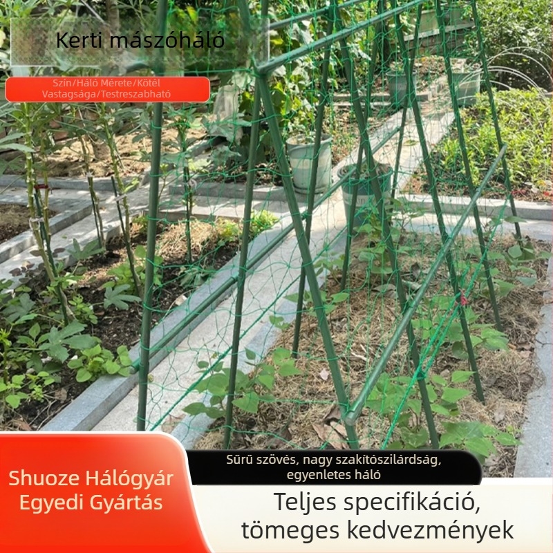 Kertészeti kapaszkodó háló virágok és zöldségek számára, külső használatra, uborkához és szőlőhöz