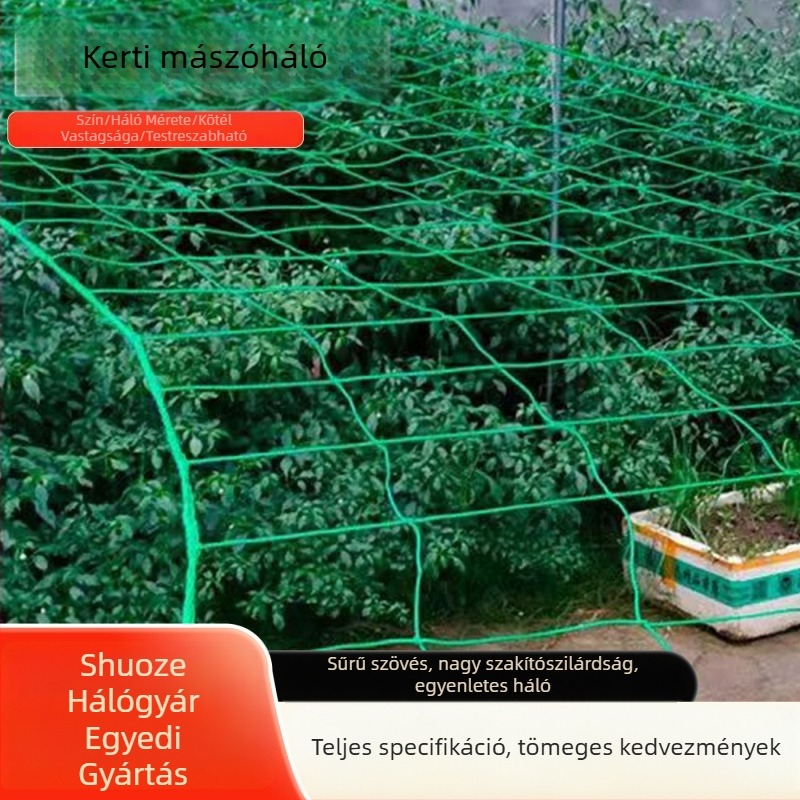 Kertészeti kapaszkodó háló virágok és zöldségek számára, külső használatra, uborkához és szőlőhöz