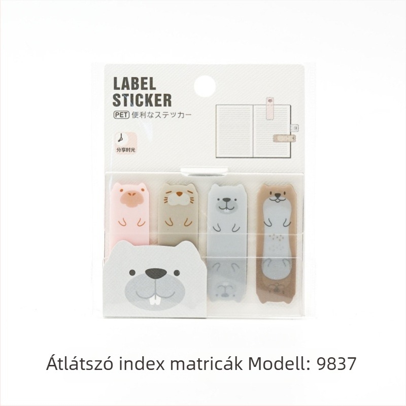 Átlátszó PET index jegyzetek állatfigurákkal — öntapadós; IP jogok: Nem engedélyezettek