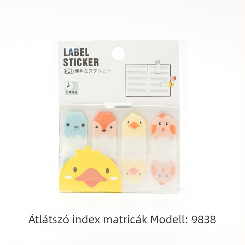 Átlátszó PET index jegyzetek állatfigurákkal — öntapadós; IP jogok: Nem engedélyezettek