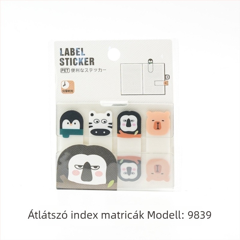 Átlátszó PET index jegyzetek állatfigurákkal — öntapadós; IP jogok: Nem engedélyezettek