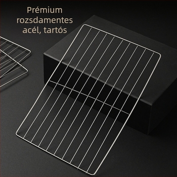 Rozsdamentes acél téglalap alakú grillrács nano tapadásmentes bevonattal, korrózióálló, többfunkciós háló
