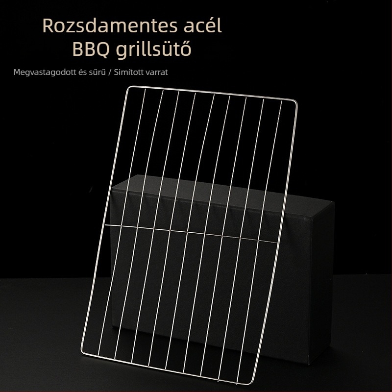 Rozsdamentes acél téglalap alakú grillrács nano tapadásmentes bevonattal, korrózióálló, többfunkciós háló