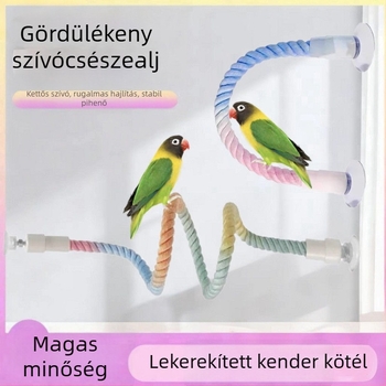 Papagáj pamutszálas mászójáték forgó létrával – rágó játék felnőtt madarak számára