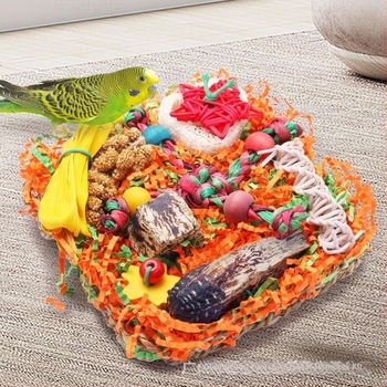 YG Fából készült papagáj játék kapaszkodó hálóval és ötágú csillag alakú harapnivalóval — Guangdong eredetű