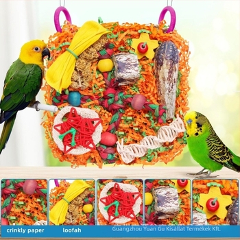 YG Fából készült papagáj játék kapaszkodó hálóval és ötágú csillag alakú harapnivalóval — Guangdong eredetű