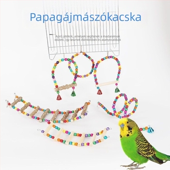 Madárhordozó létra játék lengő gyűrűkkel — oktató mászó létra papagájok és cockatiel számára • Típus: Madár létra • Faj: Madár • Importált: Nem