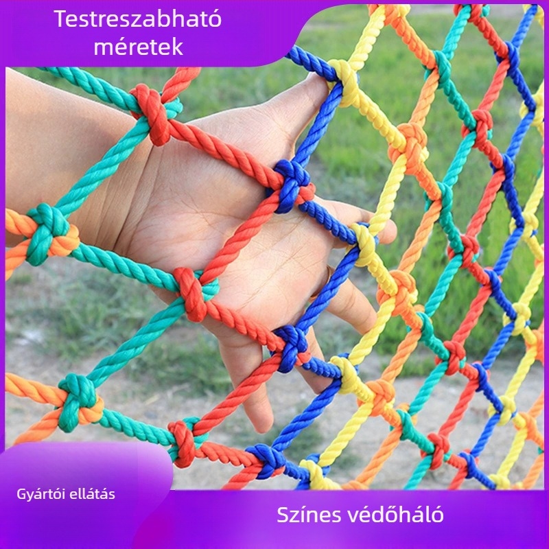 Színes védőháló atriumhoz, erkélyhez és lépcsőkhöz, esésvédő háló, kültéri parkok kerítéséhez