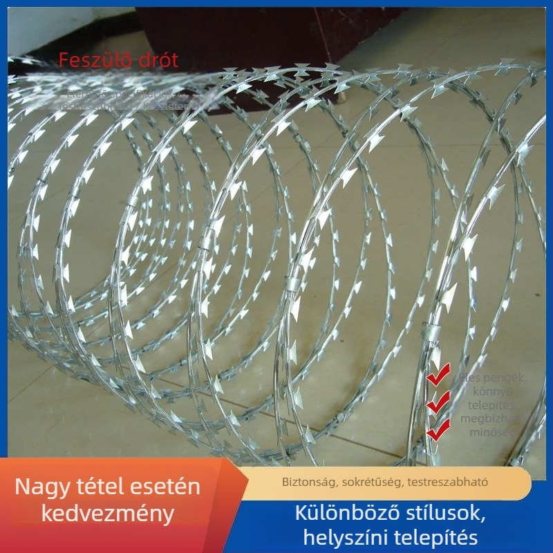 Spirálisan sodrott acélból készült drót, galvanizált és rozsdamentes acélból, 1,5 mm átmérő, dupla tekeredés, jobbkezes tekeredés, húzószilárdság 550 MPa