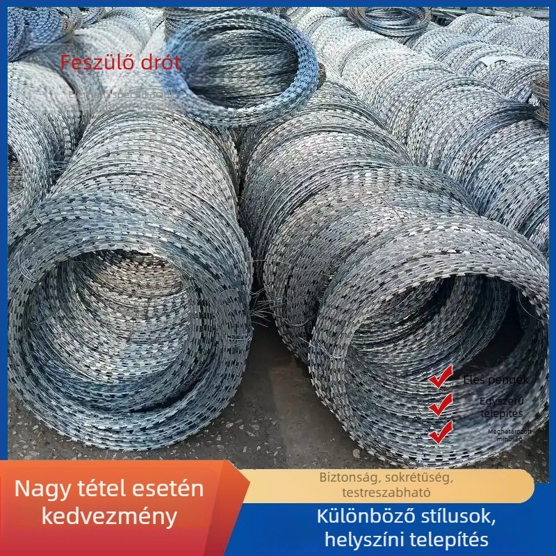 Spirálisan sodrott acélból készült drót, galvanizált és rozsdamentes acélból, 1,5 mm átmérő, dupla tekeredés, jobbkezes tekeredés, húzószilárdság 550 MPa