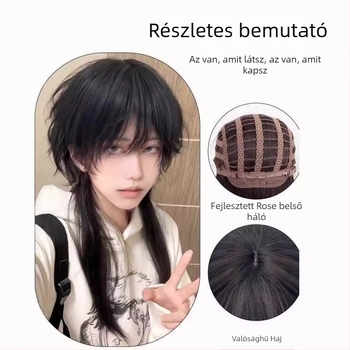 Cosplay paróka farkasfarokkal, uniszex, DM511 modell, hosszú egyenes haj, hőálló szálak