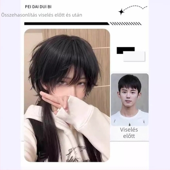 Cosplay paróka farkasfarokkal, uniszex, DM511 modell, hosszú egyenes haj, hőálló szálak
