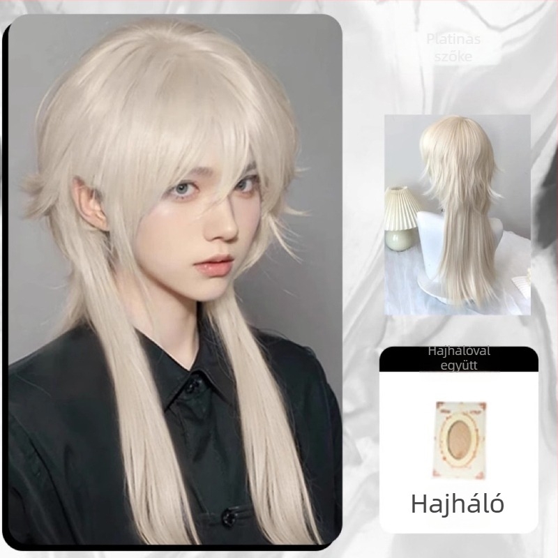 Cosplay paróka farkasfarokkal, uniszex, DM511 modell, hosszú egyenes haj, hőálló szálak