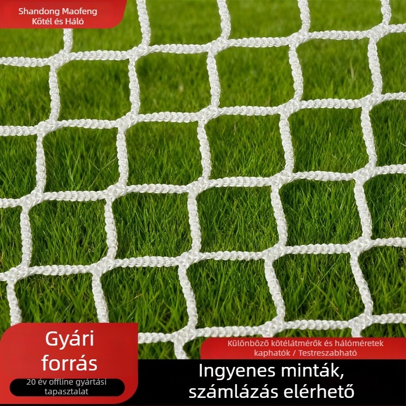 Poliészter csomómentes háló futballpályákhoz és golfpályákhoz, négyszögletes kerítéshez és lépcsővédő háló