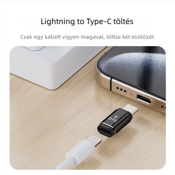 OTG adapter Lightningról Type-C-re, 40Gbps nagysebességű adat- és töltésátvitel, alumíniumötvözet burkolat, modell Otg-lightning