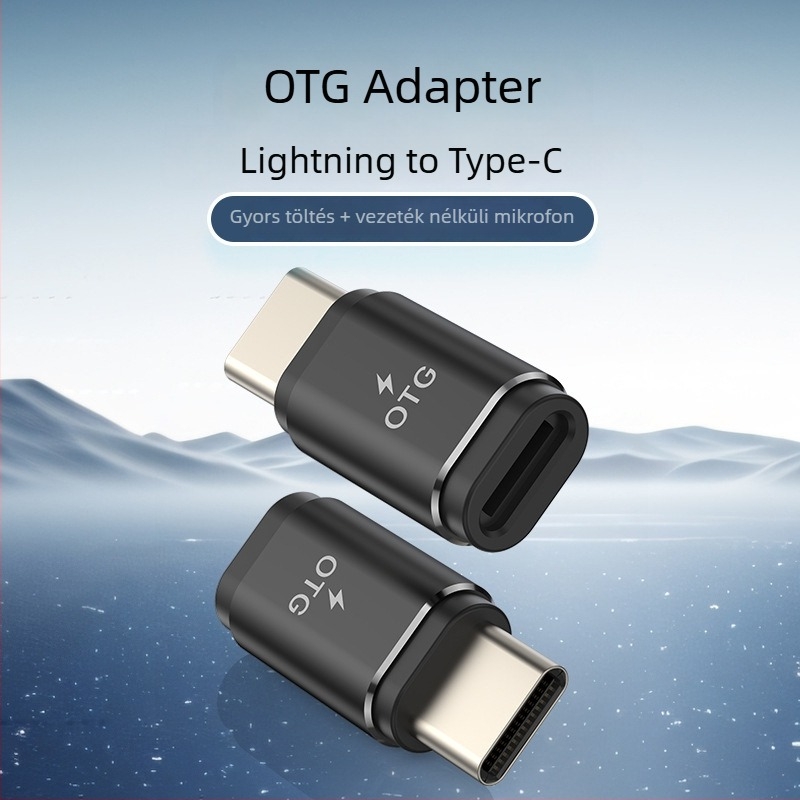 OTG adapter Lightningról Type-C-re, 40Gbps nagysebességű adat- és töltésátvitel, alumíniumötvözet burkolat, modell Otg-lightning