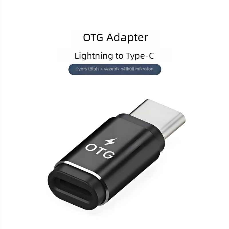 OTG adapter Lightningról Type-C-re, 40Gbps nagysebességű adat- és töltésátvitel, alumíniumötvözet burkolat, modell Otg-lightning