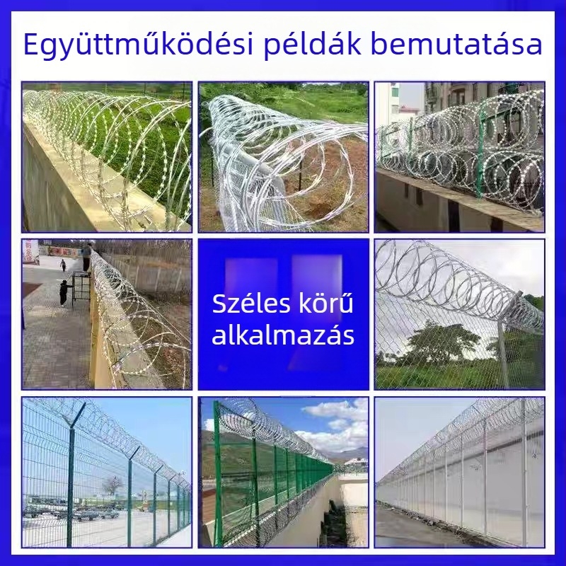 304 rozsdamentes acélból készült pengeszál huzal, dupla csavarodás, Shirú stílus, jobb oldali csavarás, izoláció és lopás elleni védelem