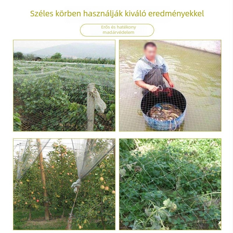 Madárvédő háló kertekhez és gyümölcsösökhöz, extrudált polietilén anyagból, védelem szőlőre és gyümcsfákra