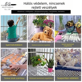 Műanyag balkon- és ablakbiztonsági háló – otthoni használatra, védőháló balkonra és az ablakokra, zuhanás elleni, macskavédő