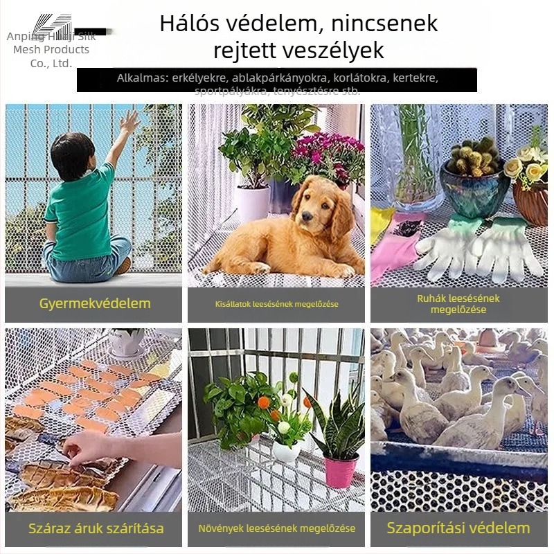Műanyag balkon- és ablakbiztonsági háló – otthoni használatra, védőháló balkonra és az ablakokra, zuhanás elleni, macskavédő
