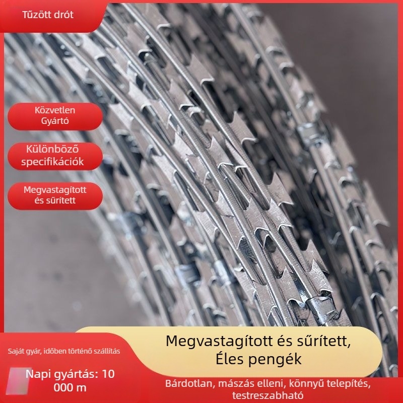 Rozsdamentes acélból készült védőháló bodroldó – egyedi kivitel, anti-lopás és anti-mászás, Ø 1,7–2,8 mm, egyszálas csavarodás, jobb oldali tekerés