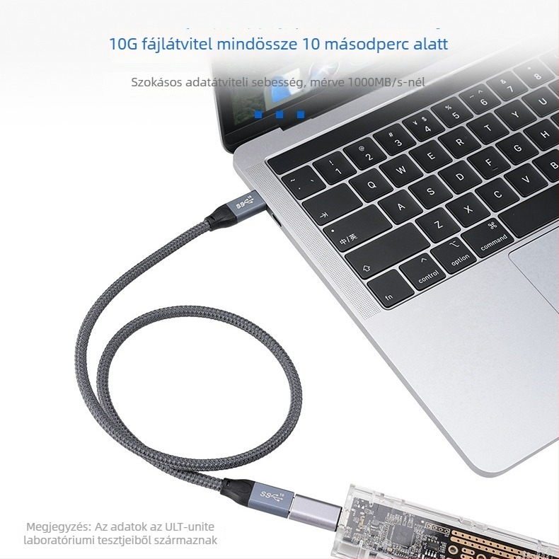 Type-C férfi–nő adapter — USB 3.2, 10 Gbps, 5A gyors töltés, Alumínium ötvözet ház a hőelvezetésért és karcolásállóságért, USB-C port védelme