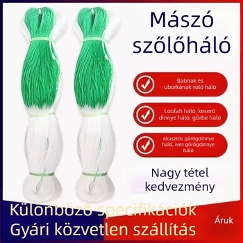 Otthoni kerti mászó háló zöldségekhez, polietilén, kötöző kötéllel